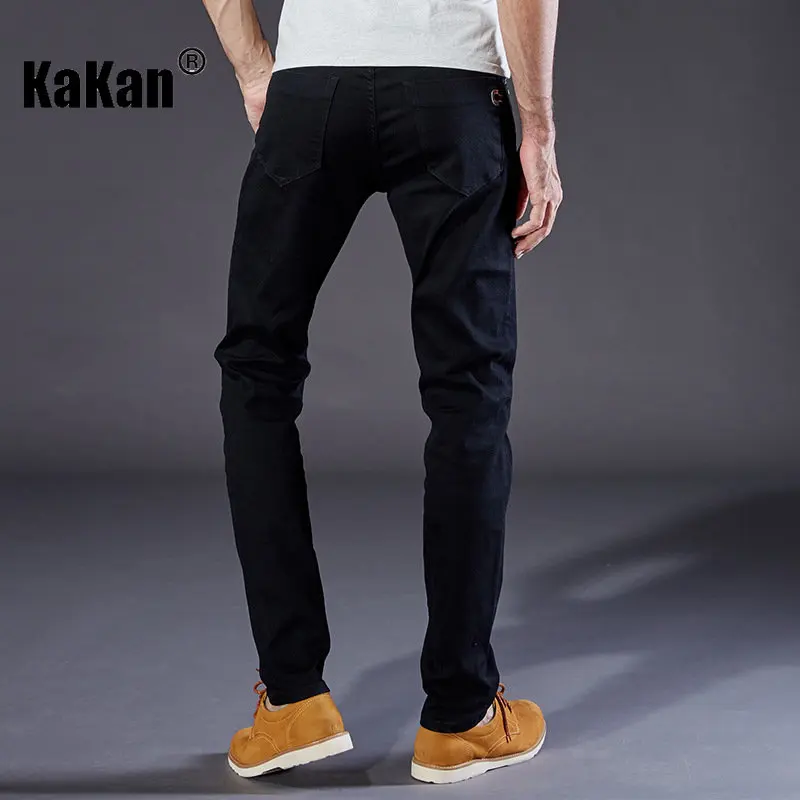 Kakan - New European and American Trend Straight Leg Jeans for Men, Black Slim Fitting Long Jeans K47-8939