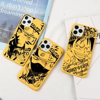 japan anime naruto one piece luffy kakashi phone case for iphone 13 12 11 pro max mini xs 8 7 6s plus x se 2020 xr candy yellow