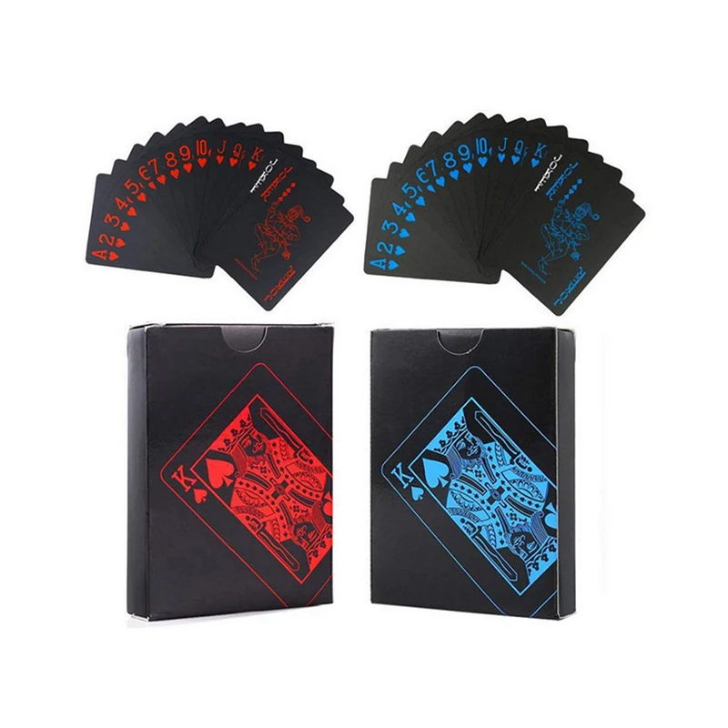 

Playing Card Poker Game Deck Cool Black Poker Suit PVC Plastic Magic Waterproof Deck Of Card Games Flexible Classic Magic Poker