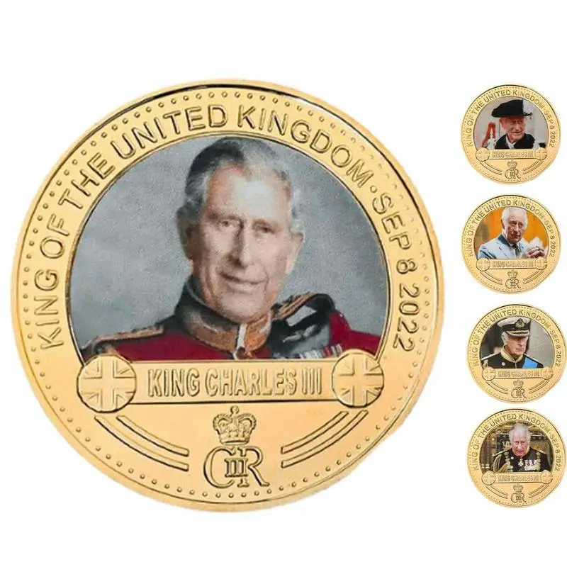 

Сувенирная Металлическая статуэтка с монетами King Charles III, монета Чарльза, Филипа, его величество, король Шарля, коронация III, британский Декор