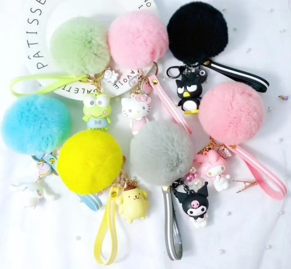

Sanrio Soft Plush Ball Series Keychain Kawaii Kuromi Animals Toys for Girls Cute Cartoon Keychains Birthday Girlfriend Gift