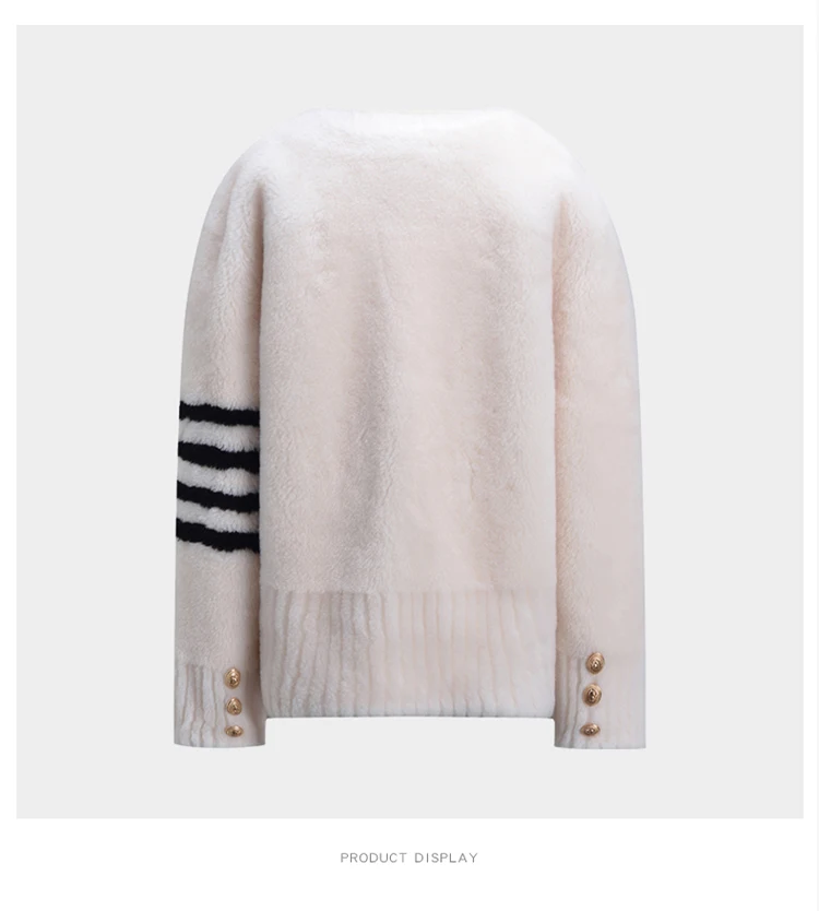 TB THOM Women's Jackets Korean Fashion Brand Winter Coat V-neck Cardigan Stripes Sheep Wool Overcoats Thick Warm Men's Jackets