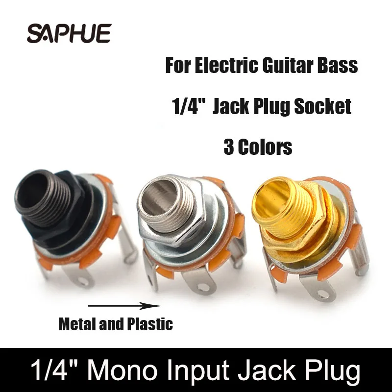 

2Pcs 3 Colors 1/4" Mono Input Jack Plug Socket For Electric Guitar Bass,Guitar Pickup output jack Plug Socket 6.35