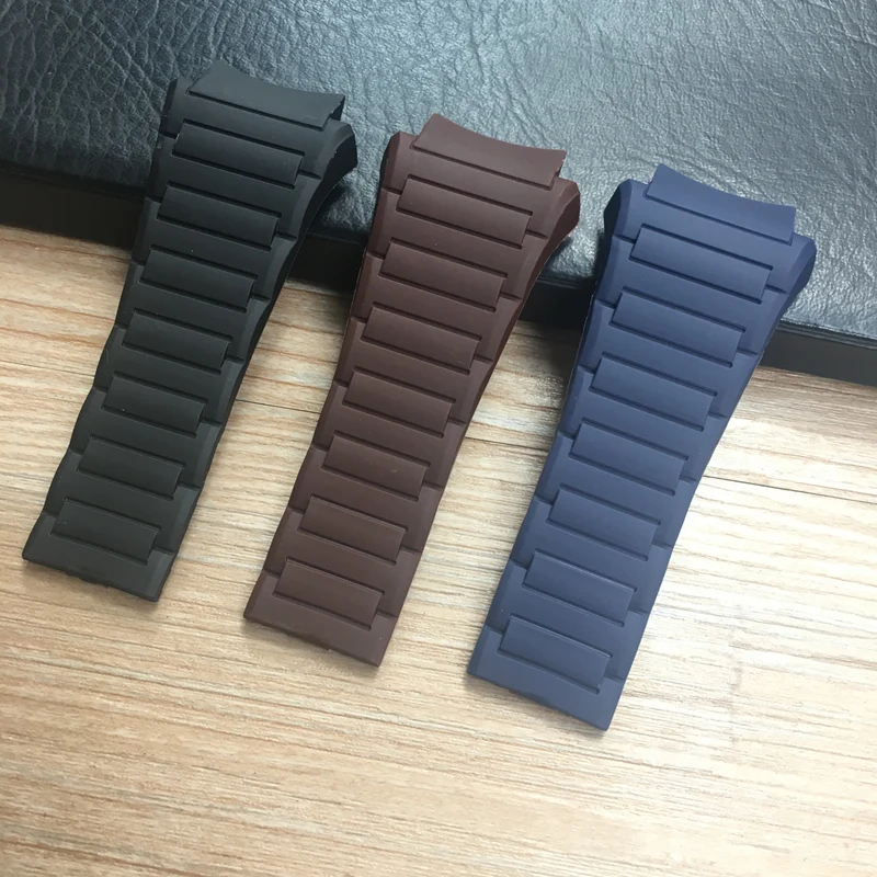 

33mm Soft Silicone Rubber Watchband PU Belt For Porsche Strap Design Blue Black Brown Watch Band 6620 Bracelet