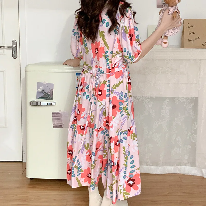 Night Dress Women Nightdress Summer Light Cotton Silk Pajamas Home Clothes Fat MM Loose Can Outside Nightdress Girl 100KG