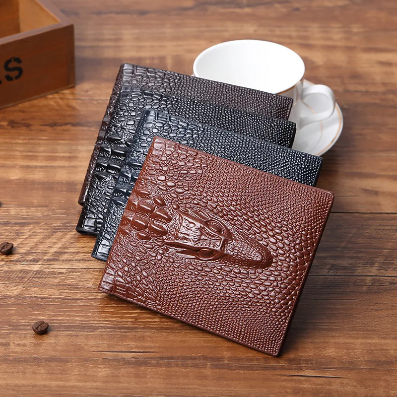 

Men's Wallet 2021 New Western Style Fashion Short Wallet Crocodile Pattern Men's Wallet Card Bag Dollar Bag Wallet Men Rfid