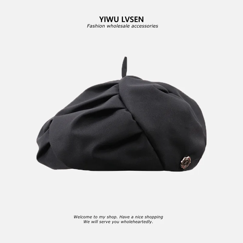 

Retro Designer Beret Ins Dark Fashion Irregular Pleated Artist Hat