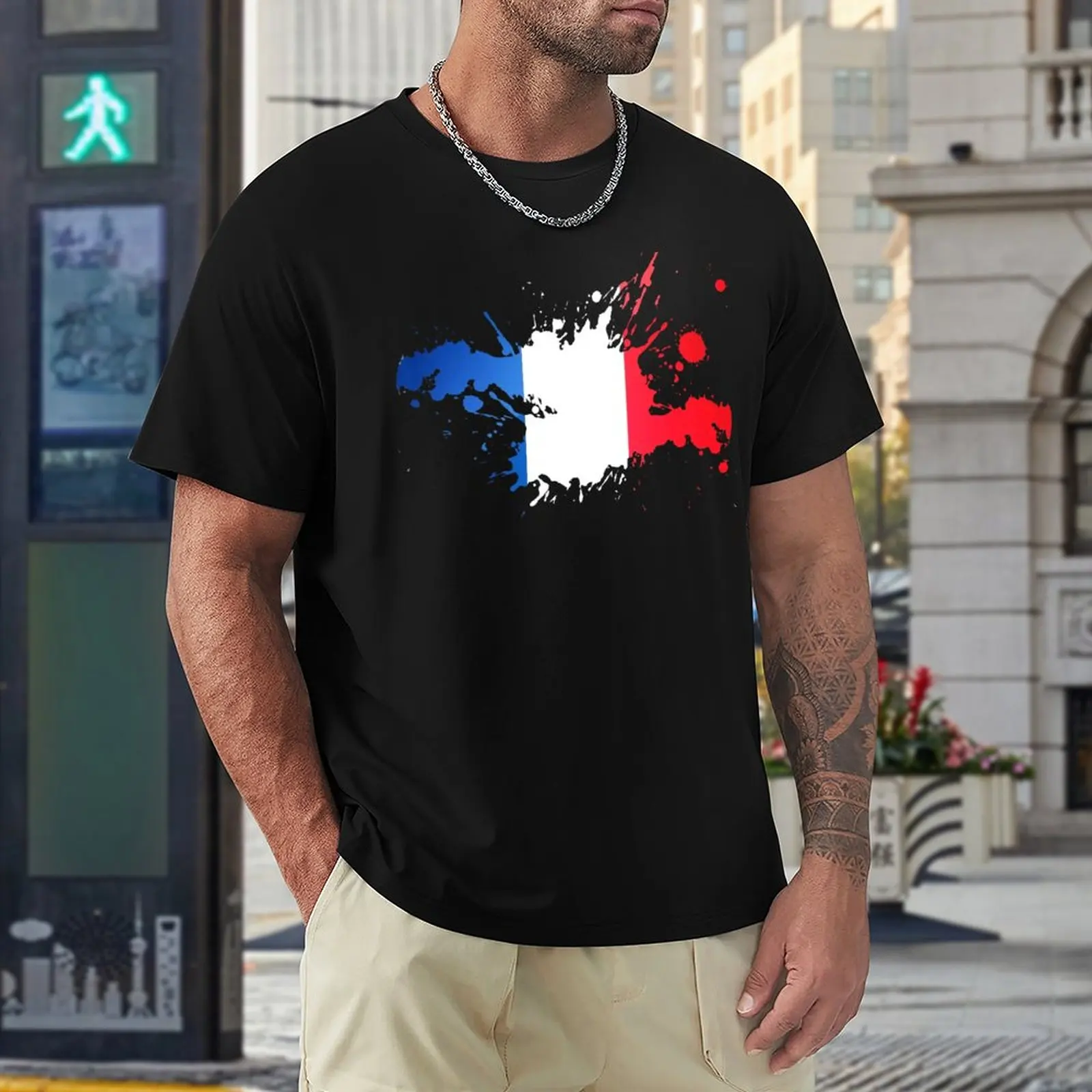 

Французский флаг, французский флаг, флаг французского флага, футболка с круглым вырезом, футболки с движением, забавный графический смешной Шуточный досуг, американский размер