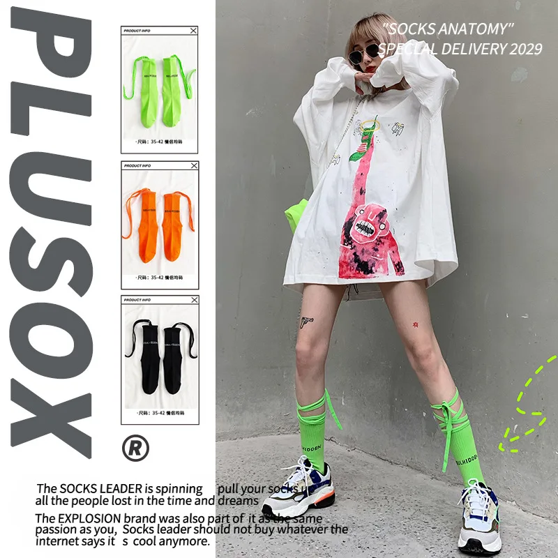 

Summer New Lolita Cross Strap Women's Fashion Socks Calf Stockings Macaron Colorful High Street Personalized Socks with Straps