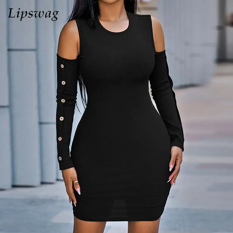 

Женские сексуальные платья с открытыми плечами, Осеннее модное женское повседневное теплое платье-пуловер на пуговицах, платье