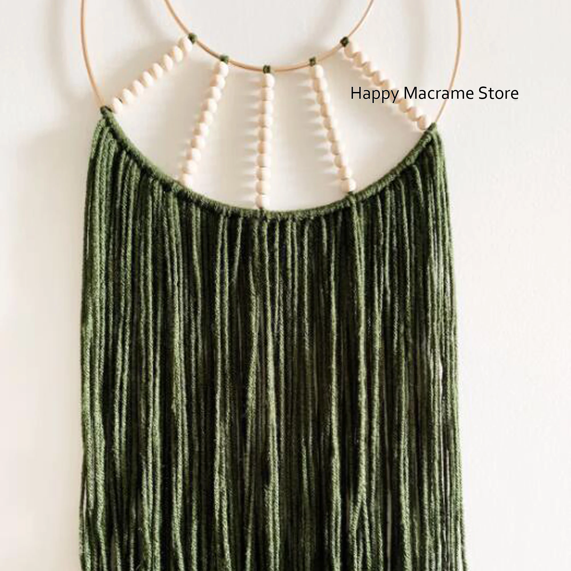 Макраме зеленый обод из бисера круговой настенный подвесной богемный макраме