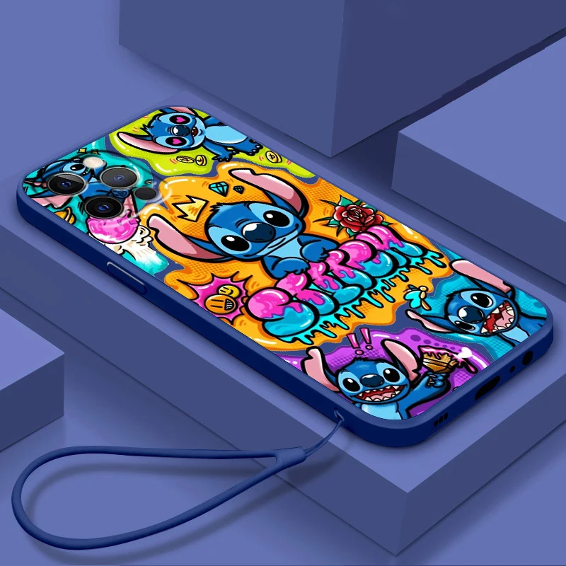 

Oil Painting Art Stitch Cute Phone Case For Apple iPhone 14 13 12 Mini 11 XS Pro Max X XR SE 2020 Plus Liquid Rope Funda Cover