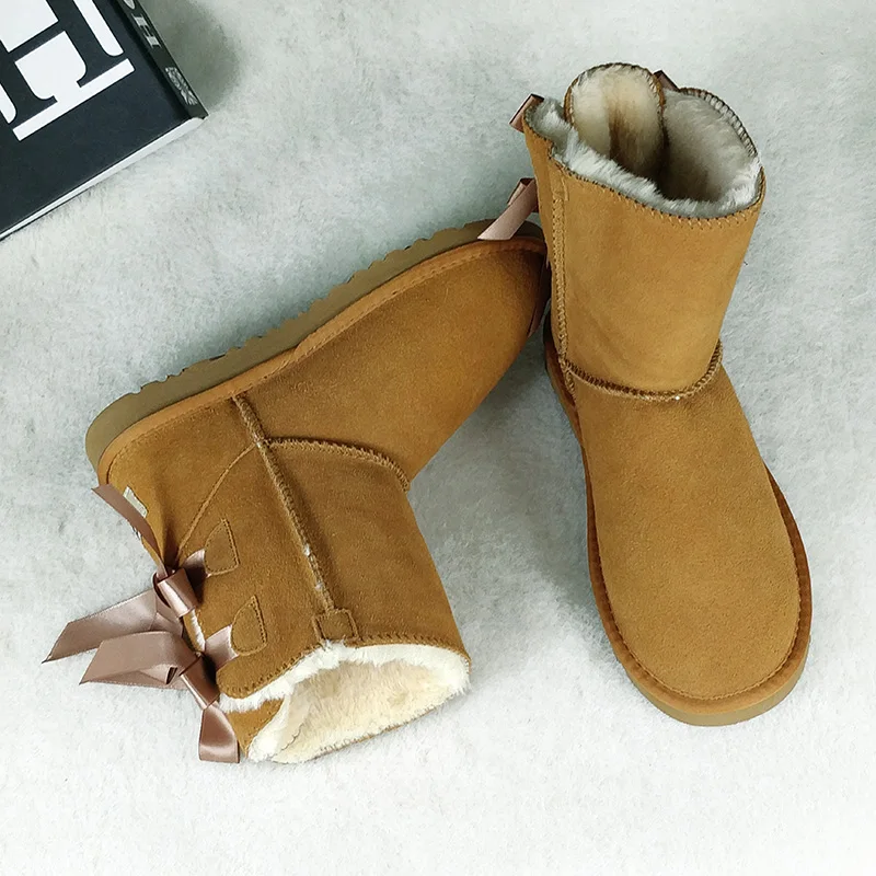 

New Fashion Australia Classic Boots Top Quality Genuine Leather Snow Boots Women Winter Boots Thick Plush Female Ankle Boots
