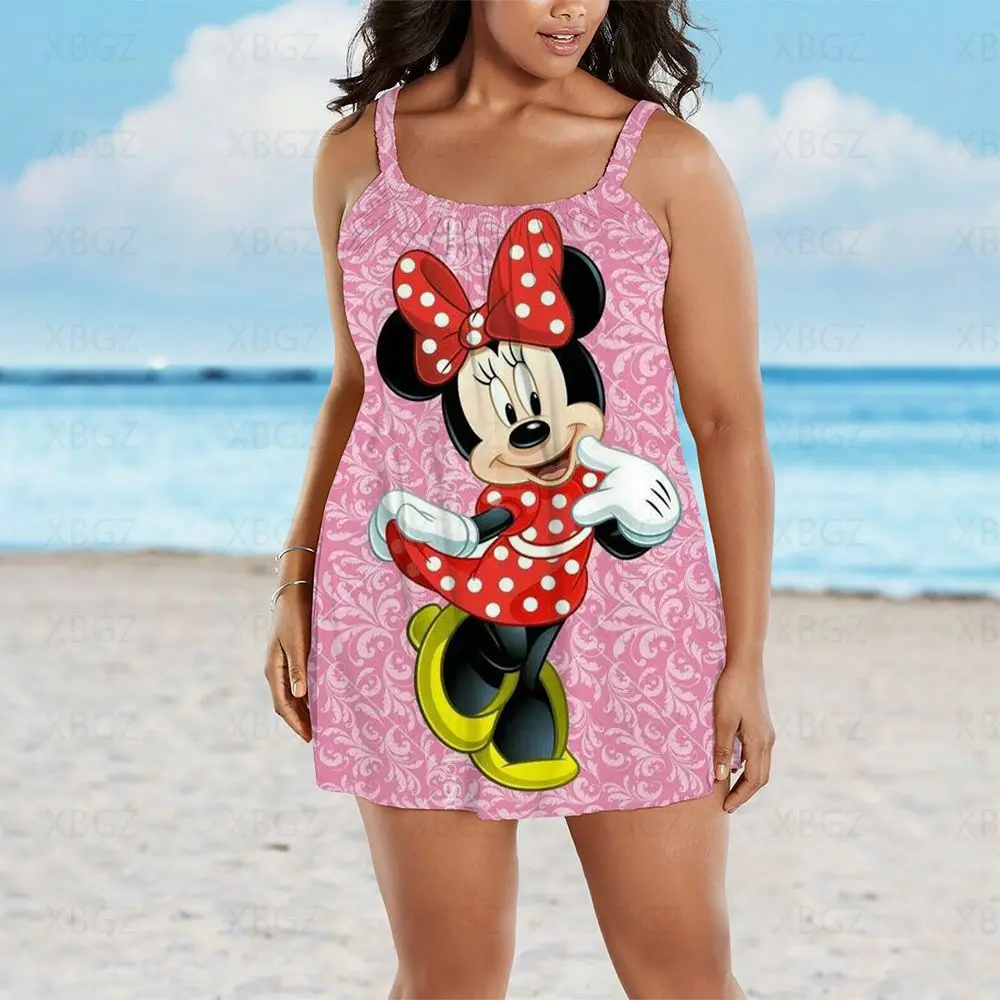 Plus Size Summer Outfits Loose Women's Dresses Free Shipping Print Woman 2022 Sling Boho Sleeveless Beach Dress Sexy Disney 9XL