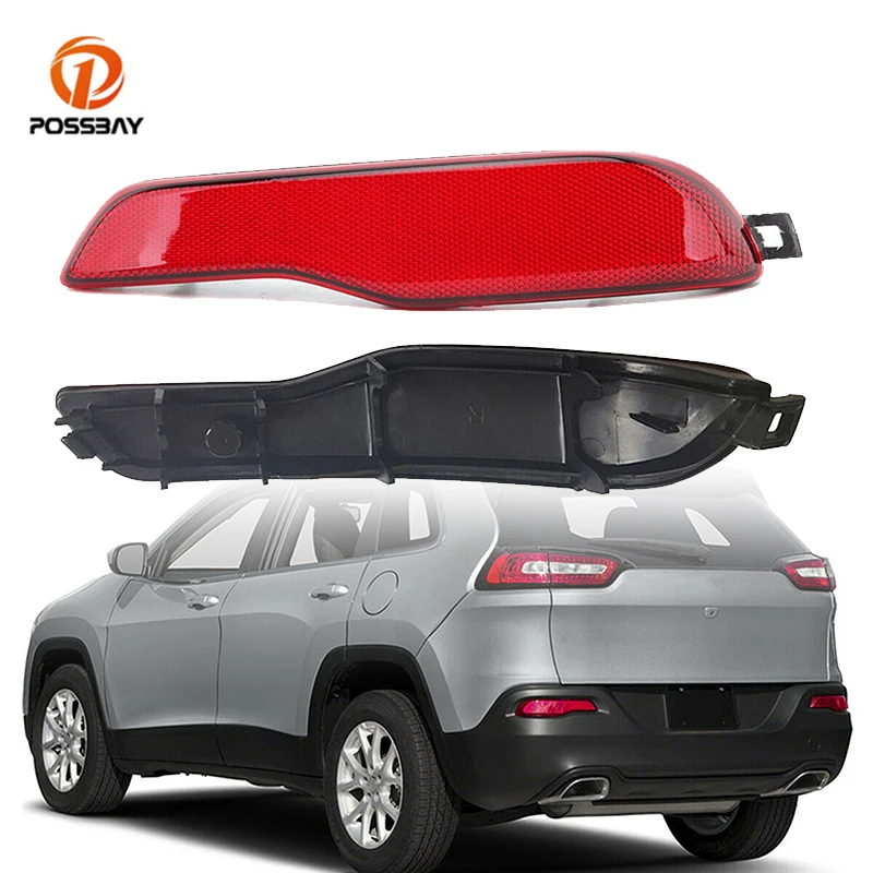 

2Pcs Car Rear Bumper Reflector Light Shell Red Tail Warning Lamp Cover Accessories for Jeep Cherokee 2014 2015 2016 2017 2018
