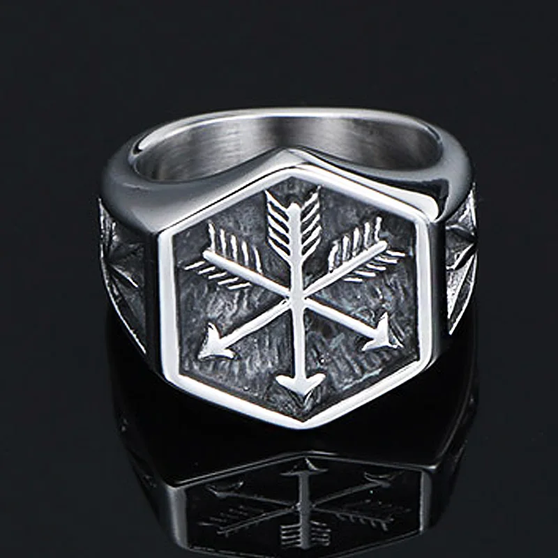 Винтажное мужское кольцо со стрелкой в стиле викингов из нержавеющей стали 316L с