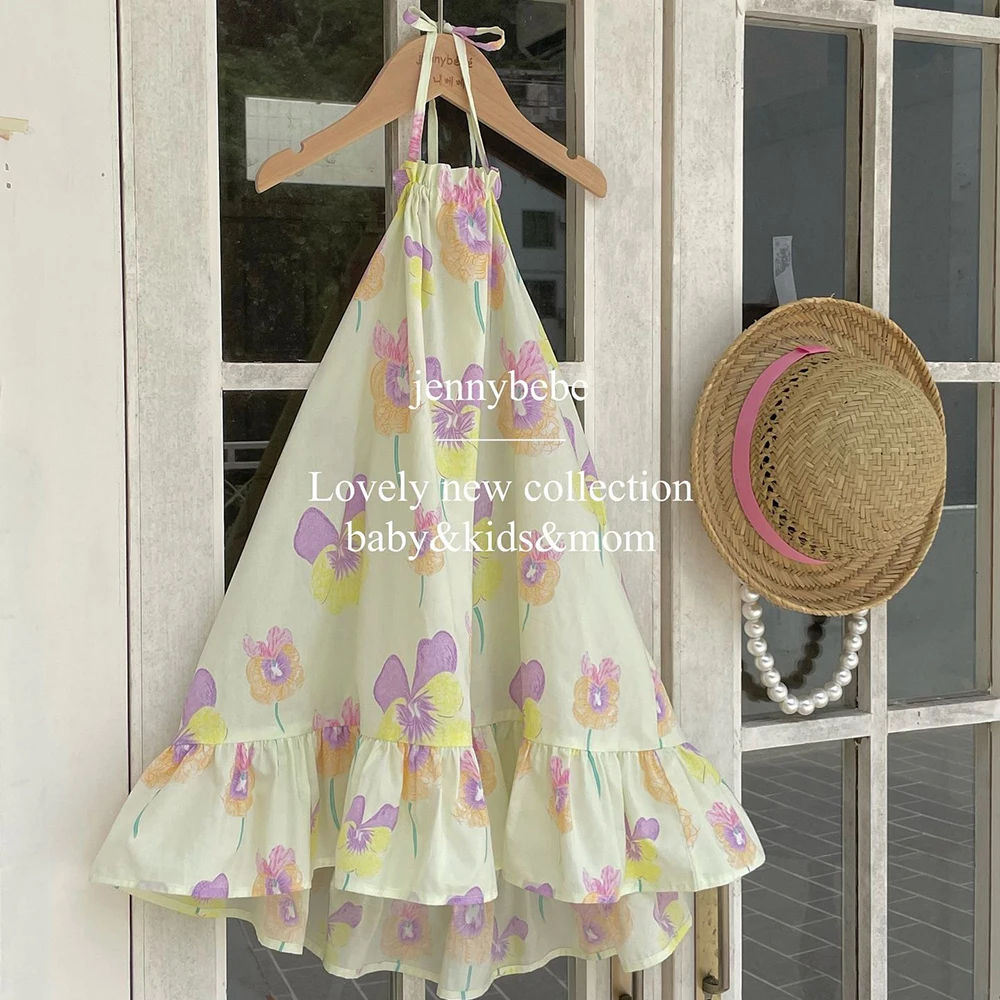 

Цветочное платье в стиле бохо с открытой спиной на бретельках для детей, одежда для девочек, детское праздничное пляжное платье 2023, летние платья принцессы