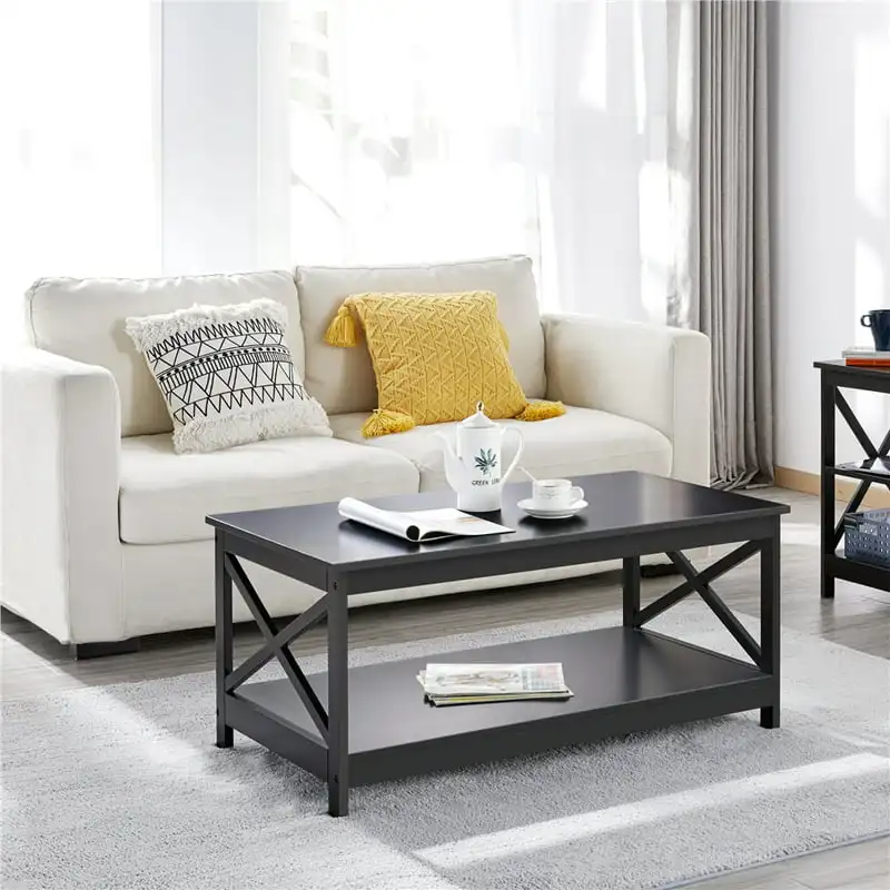 

X-Design Rectangle Coffee Table with Storage , Multiple Colors