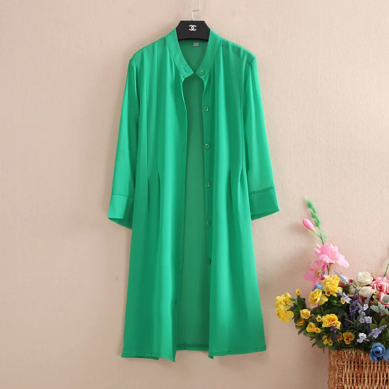 

Beardon New Sunscreen Clothing Summer Women's Mid Length Chiffon Cardigan Topped with Skirt Thin Shawl Coat