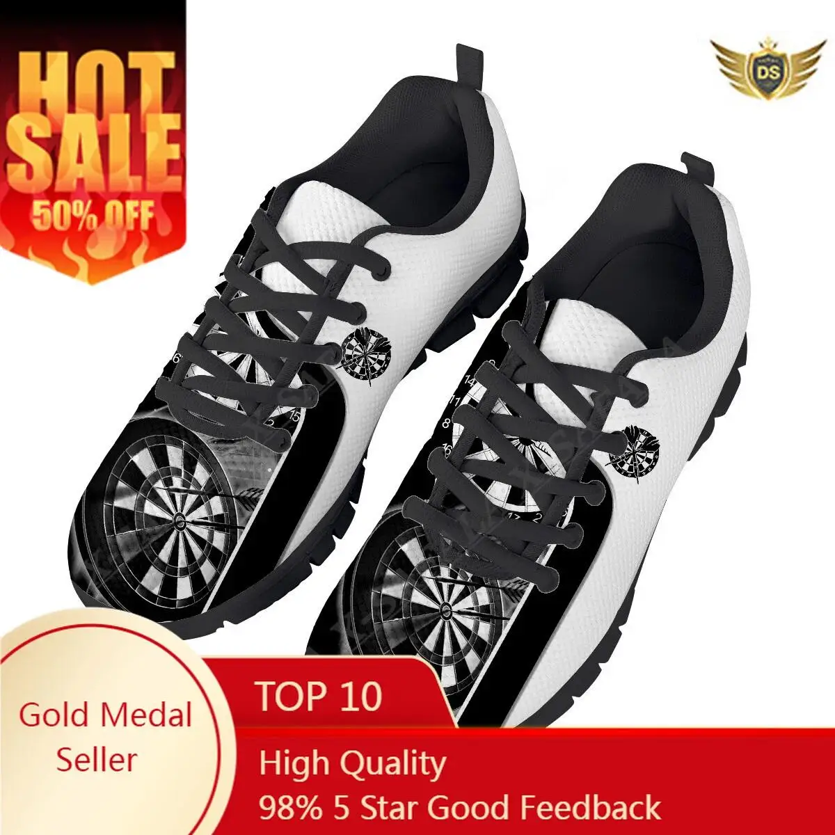

Love Gift Darts Player Print Men's Casual Basic Daily Shoes Breathable Lightweiht Mesh Lace Up Sneakers Men Woman Sport Shoes-8