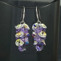 fashion trendy statement dangle indian fashion dazzling crystal zircon grape drop cute earrings korean jewelry for women bling