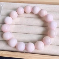 14mm genuine natural pink opal bracelet round beads opal flash light pink opal gemstone stretch women men jewelry aaaaaa