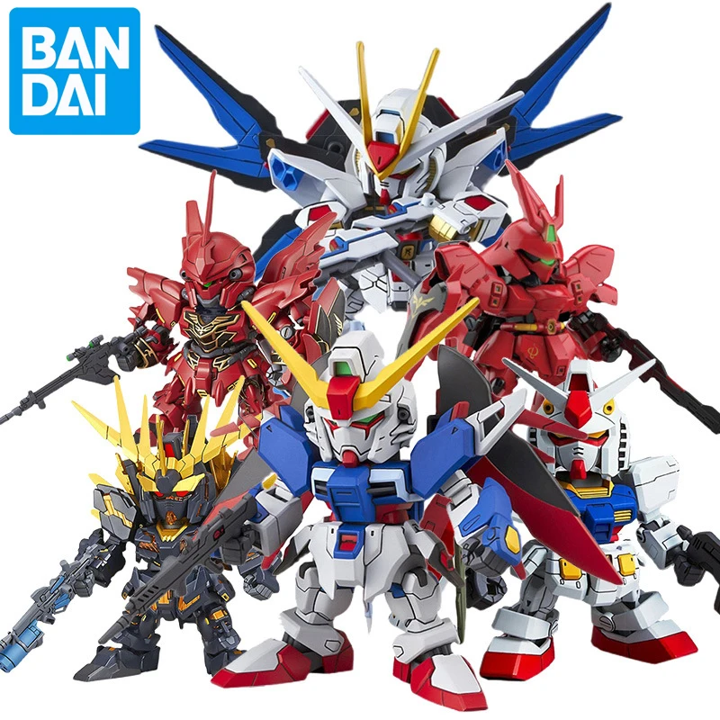 

8cm Q version Bandai Anime Gundam Figure Action Model Figureal Dark Assault Freedom Fate Assembled Toys Decoration Robot Gift