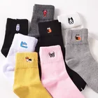 Женские теплые носки с вышивкой в виде животных, дизайнерские Носки с рисунком французского бульдога