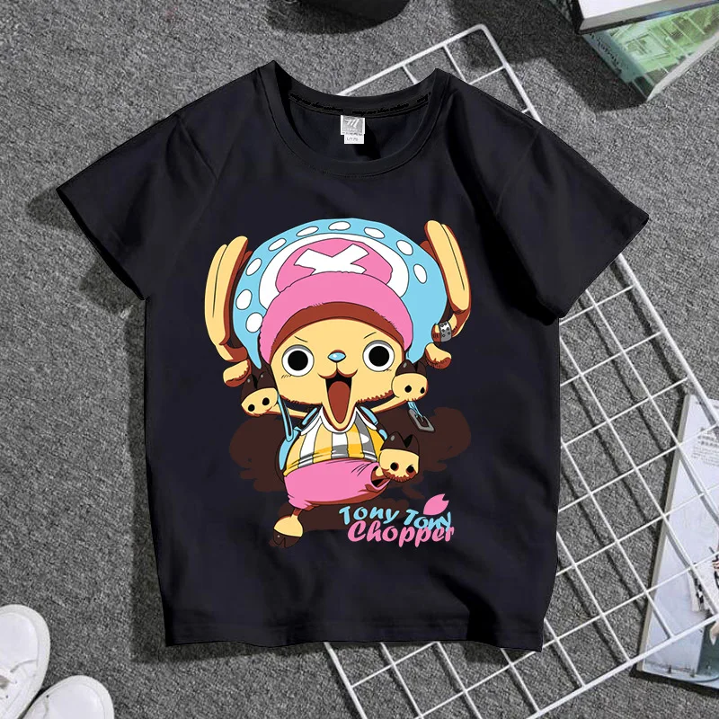 

One Piece Cute Chopper Cartoon Print Girl Boy Student Short-sleeved T-shirt Parent-child Top Kids Clothes Toddler Boy Clothes
