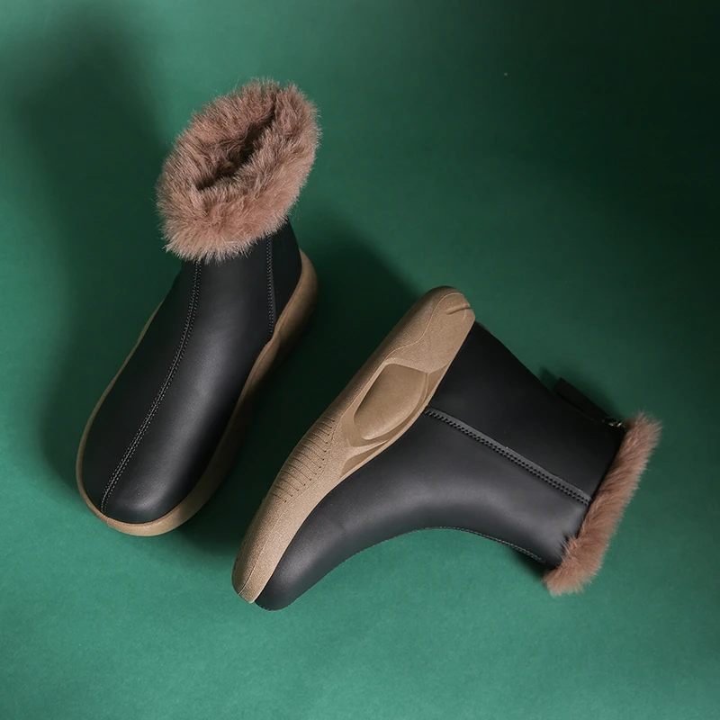 Winter Snow Boots Women Ski Boots Fluffy Hairy Lace Up Middle Calf Platform Flat with White Ski Boots Platform Boots Women Shoes