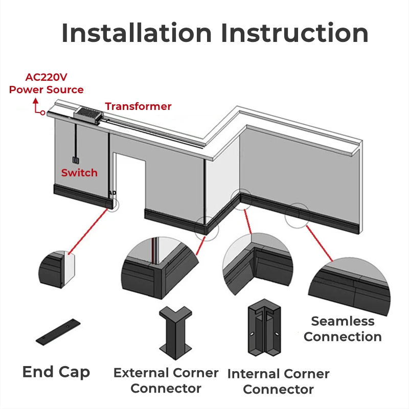 Светодиодсветильник осветительная платформа 0 5 м/1 м серый черный алюминиевый