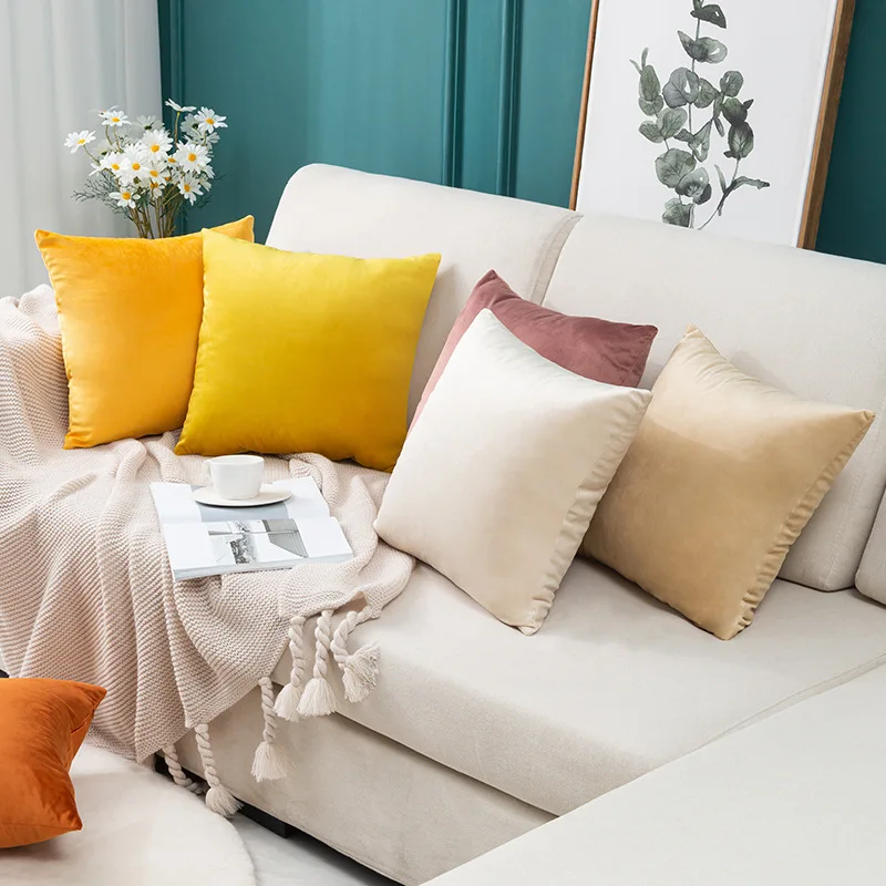 

Velvet Super Soft Smooth Cushion Cover 40/45/50/60cm Modern Nordic Solid Color Pillowcase For Living Room Sofa Home Decoration