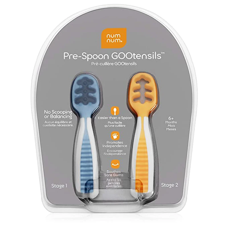 

Baby Spoon Set Stage 1 + Stage 2 | BPA Free Silicone Self Feeding Toddler Utensils | Pre-Spoon for Kids Ages 6 to 18 Months
