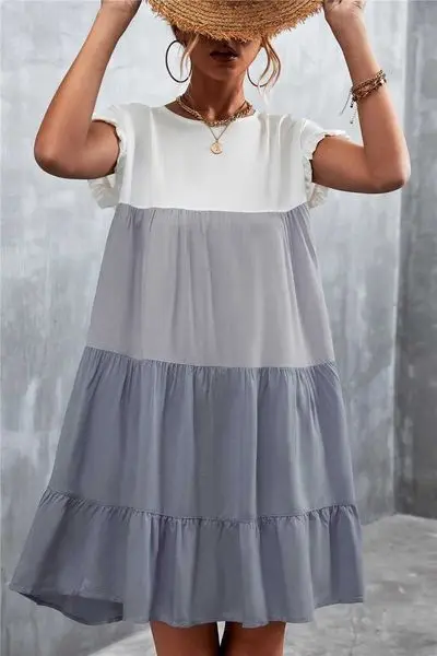

Spring And Summer Classic Dress Contrast Color Ing Big Swing