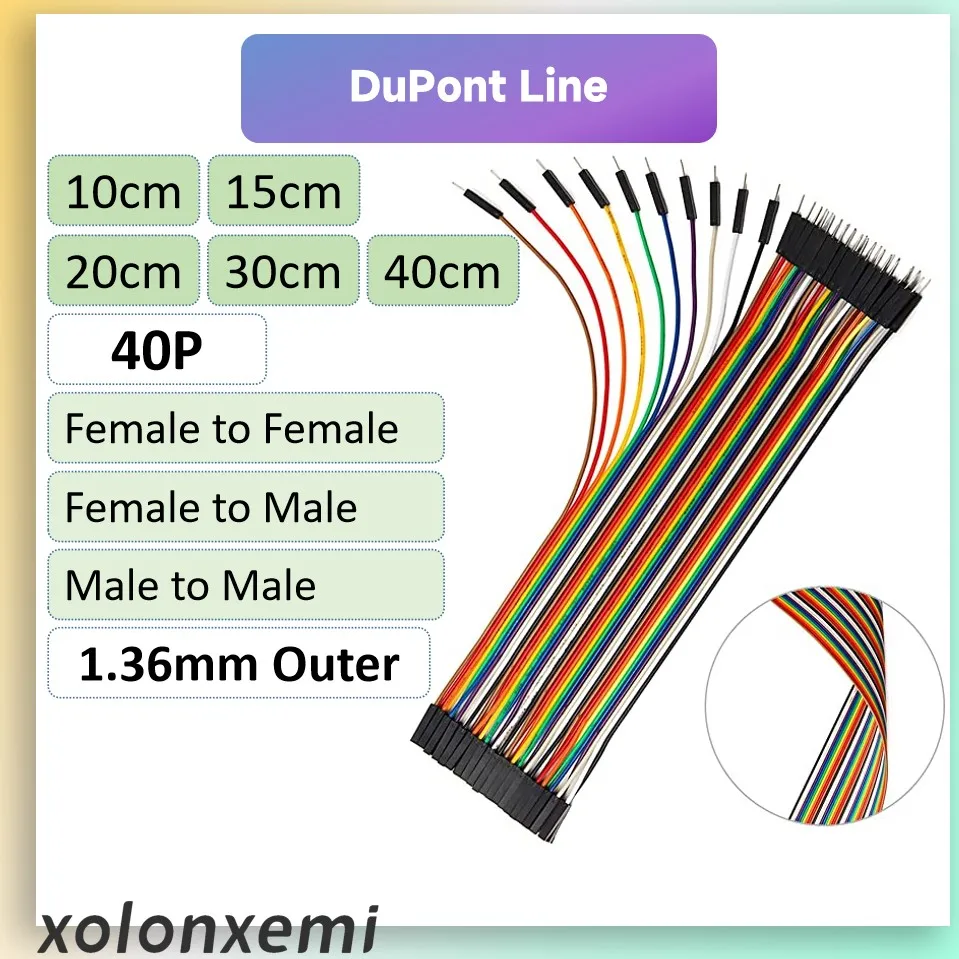 Перемычка Dupont Cable 40P, кабель Dupont 2,54 мм, разъем «штырь-штырь», «гнездо-гнездо», 10 см, 15 см, 20 см, 30 см, 40 см, Arduino