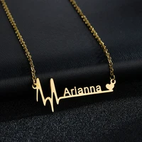 custom heartbeat name necklace stainless steel birth date pendants personalized letter summer for women jewelry gift necklaces