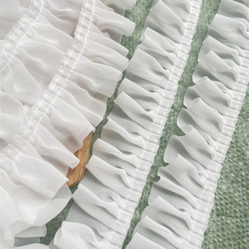 Двухслойная шифоновая ткань для рукоделия гофрированная лента оборка манжеты