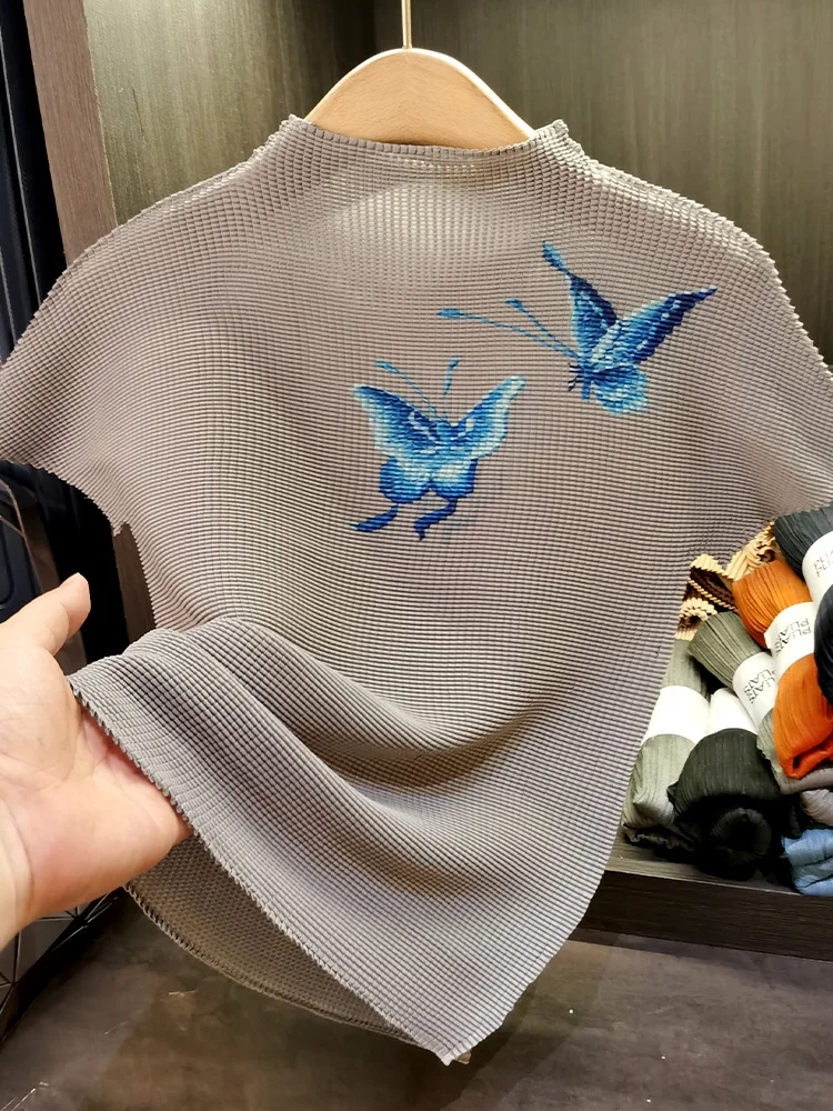 Элегантная плиссированная Футболка с принтом кукурузного зерна коротким