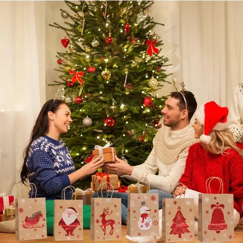 Оптовая продажа рождественские подарочные пакеты из крафт-бумаги Санта-Клаус