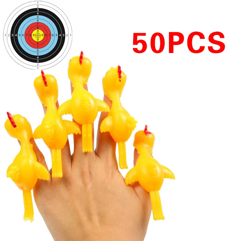 

50 Pcs Catapult Light Rubber Catapulted Chicken Toys Finger Prank Stretchy Flying Ejection Launch Toy Slingshot Turkey Sticky