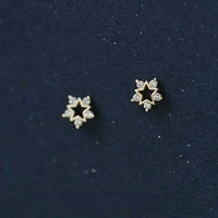 silver plated simple star snowflake stud earrings womens gold plated crystal exquisite small wedding party jewelry gifts