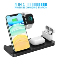 qi fast wireless charger stand for iphone 11 12 x 8 apple watch 4 in 1 foldable charging dock station for airpods pro iwatch