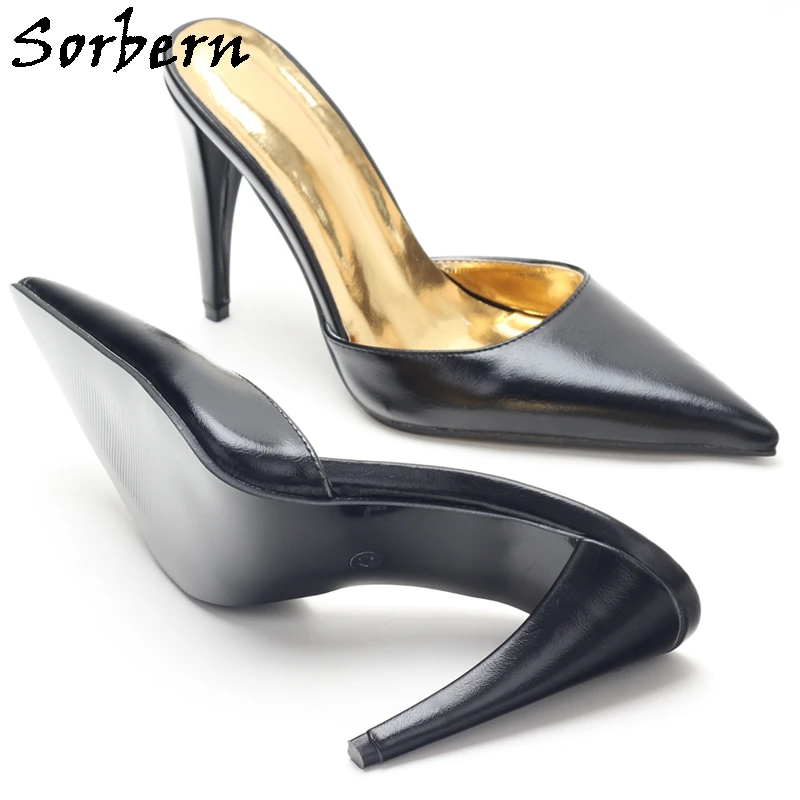 Шлепанцы унисекс на высоком каблуке с острым носком без застежки |