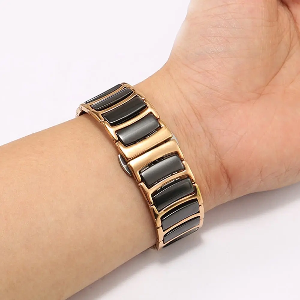 Strap for apple watch band 44mm 40mm 45mm 41mm luxury Ceramics Stainless Steel Business Bracelet for iwatch 7 6 3 se series 5 4