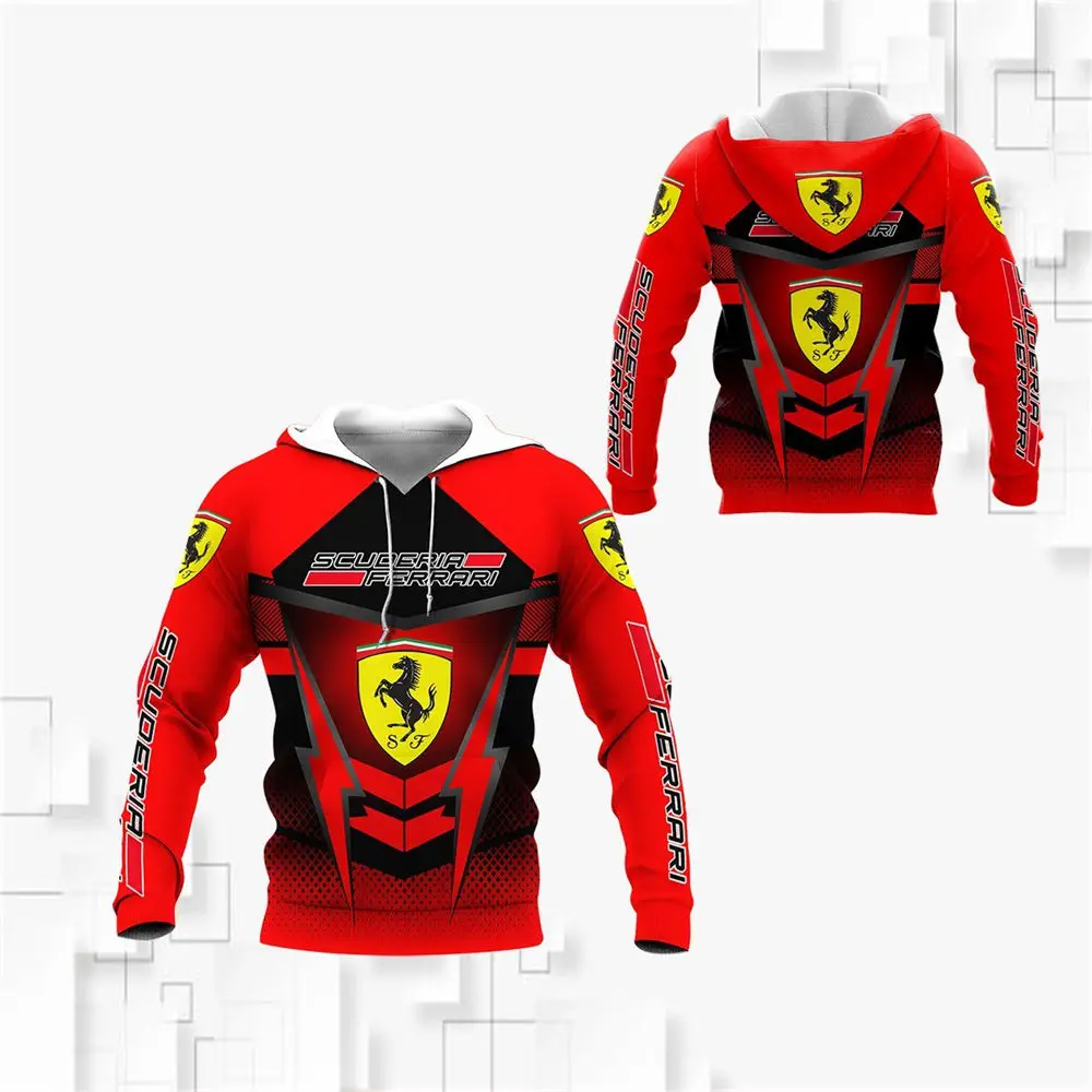 

Новинка 2022, модный свитер с капюшоном и 3D-принтом Ferrari F1, мужской/женский свитер, пуловер, уличная Толстовка