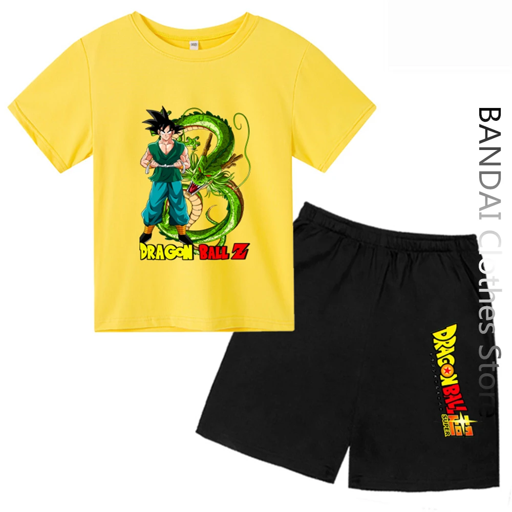

2023 Japan Anime Dragon Ball Z Tshirt Kids Summer Goku Kakarotto Tops Funny Men Women Tee Boys Clothes Girls Naruto T-shirts Set
