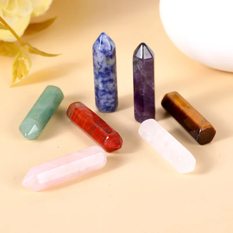 

20pc Natural Stone Hexagon Prism Amethysts Yoga Power Healing Crystal Ornaments Roses Quartz Agates Jewelry Making Wholesale