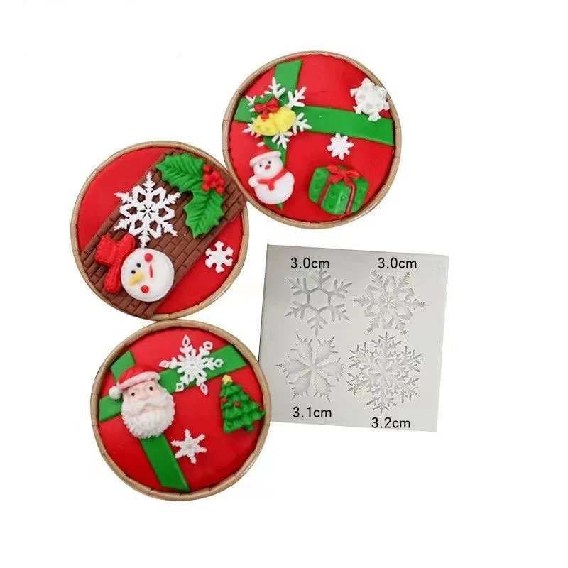 

Christmas Snowflake Silicone Mould Fondant Cake Surround Decoration Dry Pace Chocolate DIY Baking Mould