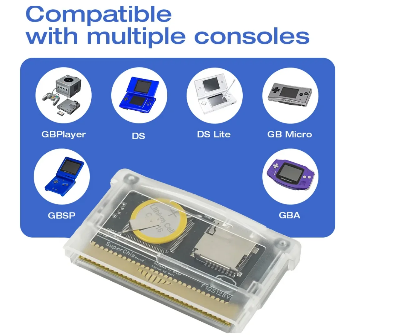 Фото Новейшая игровая карта SuperChis Prime Game Reader 2026 для Nintendo GBA/NDS/GBA SP/GB Player с SDRAM, на базе SuperFW NOR Flash №5