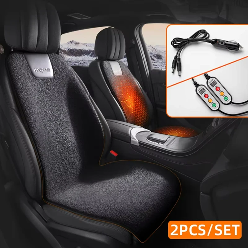 Чехол на автомобильное сиденье с подогревом, флисовый графеновый быстрый обогреватель автомобильного сиденья 12/24 В, теплая плюшевая защита для сиденья, автомобильный подогревательный коврик, зимняя подушка для сиденья
